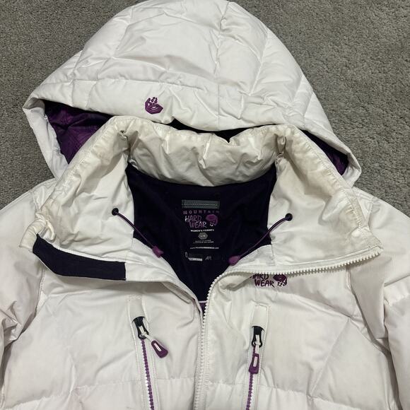 Mountain Hardware Women's Down Puffer 650 Down Jacket Recco White Pink Parka - Picture 2 of 12
